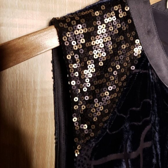 Anthropologie Tiny Blue Velvet Mixed Material Sleeveless Sequin Top Small - Picture 4 of 9